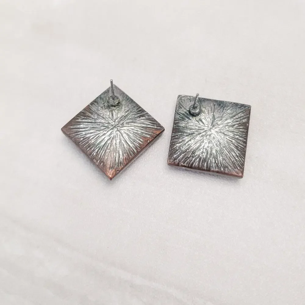 Vintage Stud Earrings Retro Black & Smokey Tones Statement - Fair Condition